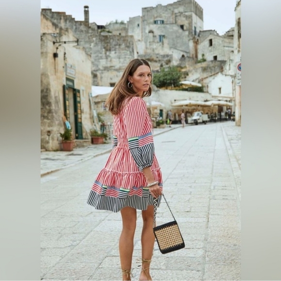 Hunter Bell Ellison Dress in Red Stripe Size Medium - Picture 2 of 7